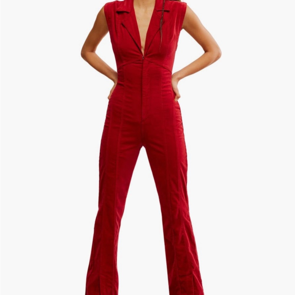 Free People NWT Ring the Alarm Cordoroy Jumpsuit